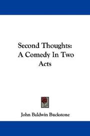 Cover of: Second Thoughts: A Comedy In Two Acts
