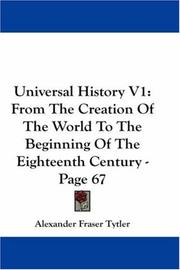 Cover of: Universal History V1 by Alexander Fraser Tytler