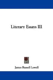 Cover of: Literary Essays III