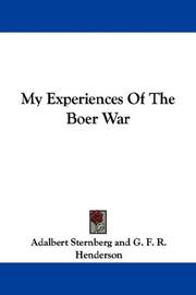 Cover of: My Experiences Of The Boer War | Adalbert Sternberg