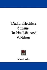 Cover of: David Friedrich Strauss by Eduard Zeller
