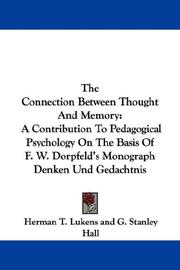 Cover of: The connection between thought and memory