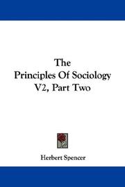 Cover of: The Principles Of Sociology V2, Part Two