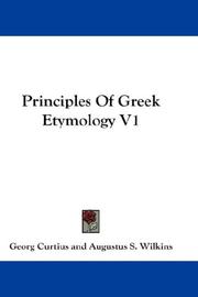 Cover of: Principles Of Greek Etymology V1