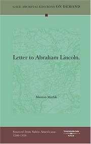 Letter to Abraham Lincoln by Manton Marble
