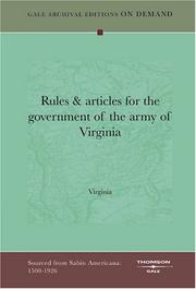 Cover of: Rules & articles for the government of the army of Virginia