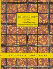 Cover of: The Legends of the Jews, Volume 1 (Large Print Edition)