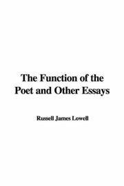 Cover of: The Function of the Poet and Other Essays
