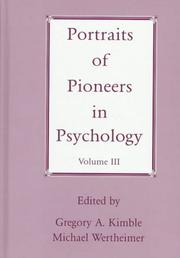 Cover of: Portraits of Pioneers in Psychology (Portraits of Pioneers in Psychology (Hardcover APA))
