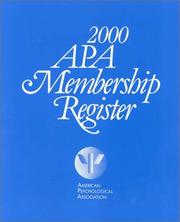 Cover of: 2000 Apa Membership Register (Apa Membership Register//American Psychological Association)