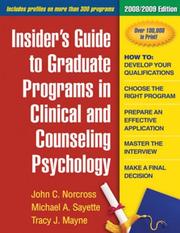 Cover of: Insider's Guide to Graduate Programs in Clinical and Counseling Psychology: 2008/2009 Edition (Insider's Guide to Graduate Programs in Clinical & Counseling Psychology)