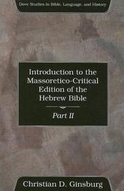 Cover of: Introduction to the Massoretico-Critical Edition of the Hebrew Bible, Volume 2 (Dove Studies in Bible, Language, and History)