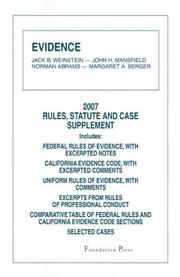 Cover of: Evidence- 2007 Rules and Statute Supplement