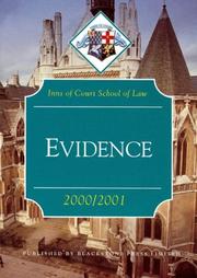 Evidence (Inns of Court Bar Manuals) by Inns of Court School of Law