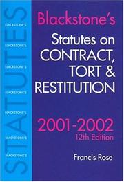 Blackstone's statutes on contract, tort & restitution 2001/2002