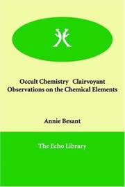 Cover of: Occult Chemistry   Clairvoyant Observations on the Chemical Elements