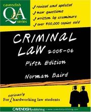 Cover of: Criminal Law Q&A 2005-2006 5/e (Cavendish Q & a Series)