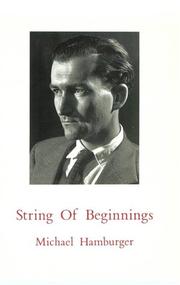 String of beginnings : intermittent memoirs 1924-1954