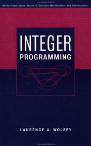 Cover of: Integer programming by Laurence A. Wolsey