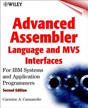 Cover of: Advanced Assembler Language and MVS Interfaces by Carmine A. Cannatello