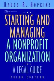 Cover of: Starting and managing a nonprofit organization: a legal guide