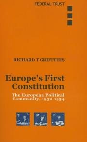 Europe's first constitution : the European political community, 1952-1954