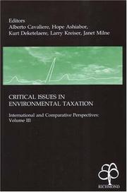 Cover of: Critical Issues in Environmental Taxation: Volume III: International and Comparative Perspectives