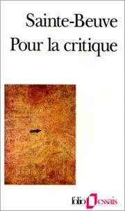 Cover of: Pour la critique