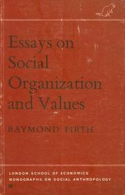 Cover of: Essays on social organization and values