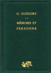 Cover of: Mémoire et personne