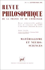 Cover of: Matérialisme et neuro-sciences