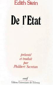 Cover of: De l'Etat