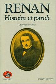 Cover of: Renan : Histoire et parole