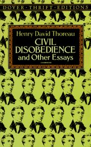 Cover of: Civil disobedience and other essays by Henry David Thoreau