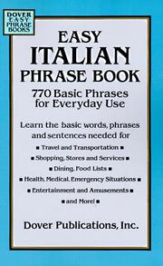 Cover of: Easy Italian Phrase Book: 770 Basic Phrases for Everyday Use (Dover Easy Phrase Books)