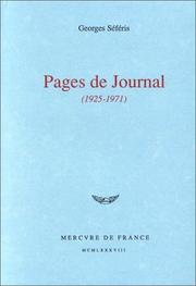 Cover of: Pages de journal, 1925-1971