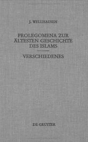 Cover of: Prolegomena Zur Altesten Geschichte Des Islams: Verschiedenes