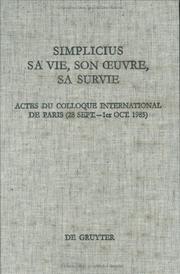 Cover of: Simplicius: Sa Vie, Son Ceuvre, Sa Survie