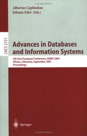 Advances in databases and information systems : 5th East European Conference, ADBIS 2001, Vilnius, Lithuania, September 25-28, 2001 : proceedings