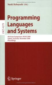 Programming languages and systems : 4th Asian Symposium, APLAS 2006, Sydney, Australia, November 8-10, 2006 : proceedings