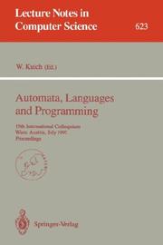 Cover of: Automata, Languages and Programming: 19th International Colloquium, Wien, Austria, July 13-17, 1992. Proceedings (Lecture Notes in Computer Science)