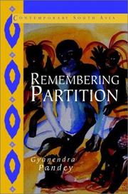 Cover of: Remembering Partition: Violence, Nationalism and History in India (Contemporary South Asia)