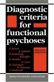 Cover of: Diagnostic Criteria for Functional Psychoses