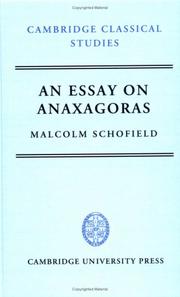 An essay on Anaxagoras by Malcolm Schofield