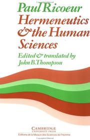Cover of: Hermeneutics and the human sciences: essays on language, action, and interpretation