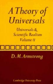 Cover of: A Theory of Universals by D. M. Armstrong