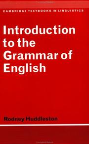 Cover of: Introduction to the grammar of English by Rodney D. Huddleston