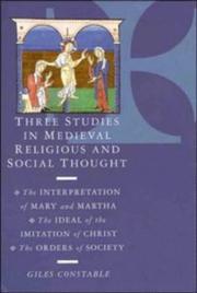 Cover of: Three studies in medieval religious and social thought