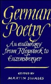 German poetry : an anthology from Klopstock to Enzensberger