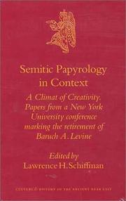 Cover of: Semitic Papyrology in Context: A Climate of Creativity.  by Lawrence H. Schiffman